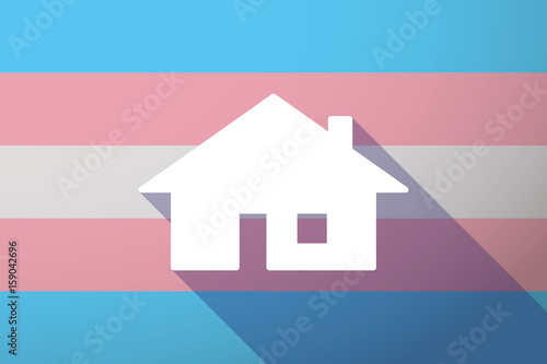 Long shadow transgender flag with a house