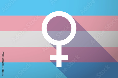 Long shadow transgender flag with a female sign