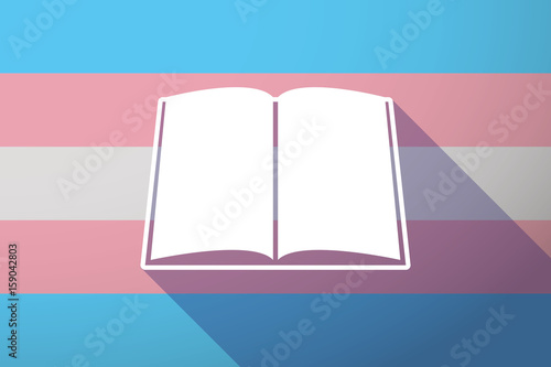 Long shadow transgender flag with a book
