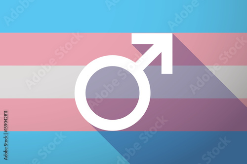 Long shadow transgender flag with a male sign