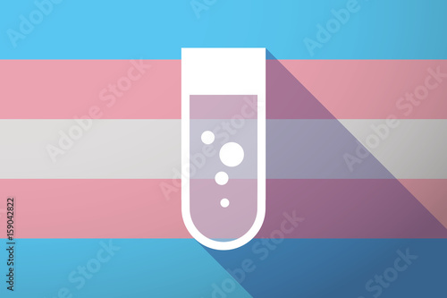Long shadow transgender flag with a chemical test tube
