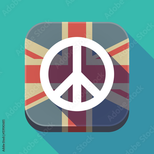 Long shadow button with a peace sign