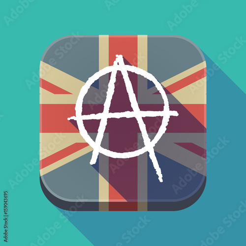 Long shadow button with an anarchy sign