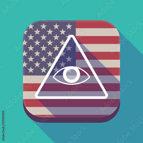 Long shadow USA app button with an all seeing eye