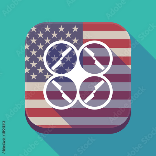 Long shadow USA app button with a drone