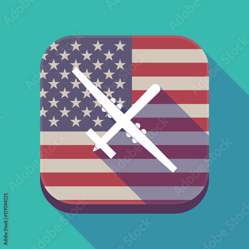 Long shadow USA app button with a war drone