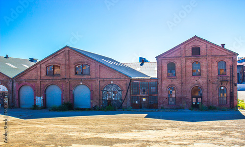 Vintage Brick Buildings At Railroad Mantenance Yard photo