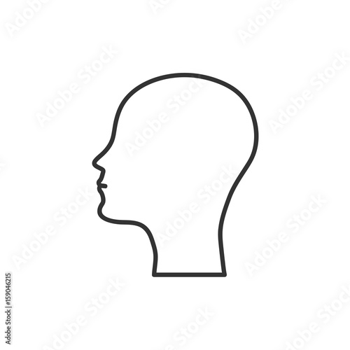 Silhouette of the head and face bald man icon flat design