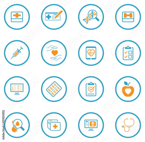 Medical and Health Care Icons Set. Flat Design.