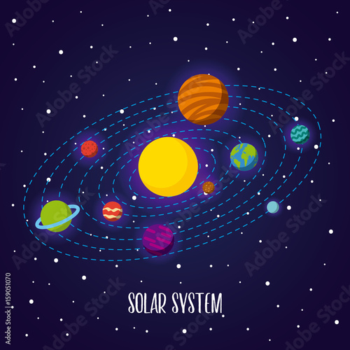 solar system flat icon vector illustration design graphic