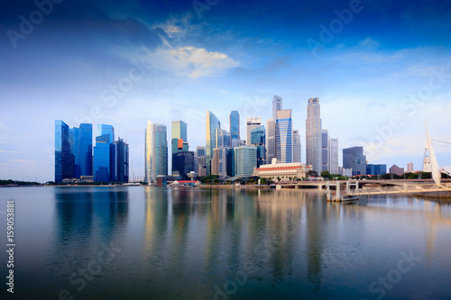 Singapore city skyline at the Marina bay during sunrise