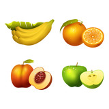 Fresh fruits slice realistic juicy healthy vector illustration vegetarian diet freshness lemon dessert
