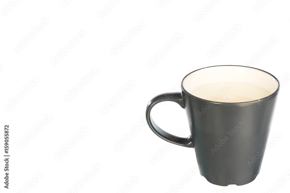 Cup of milk in grey ceramic cup Cup of milk in grey ceramic cup