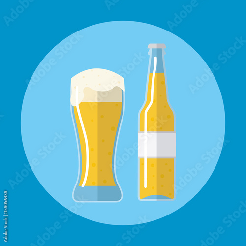 Bottle of beer with glass