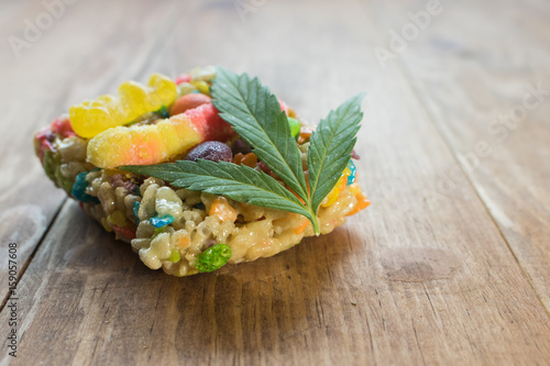 Принти на полотні Medical marijuana edible in the form of a marshmallow cereal bar