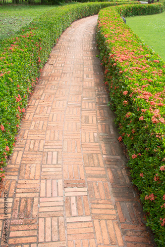 Stone pathway in the green park