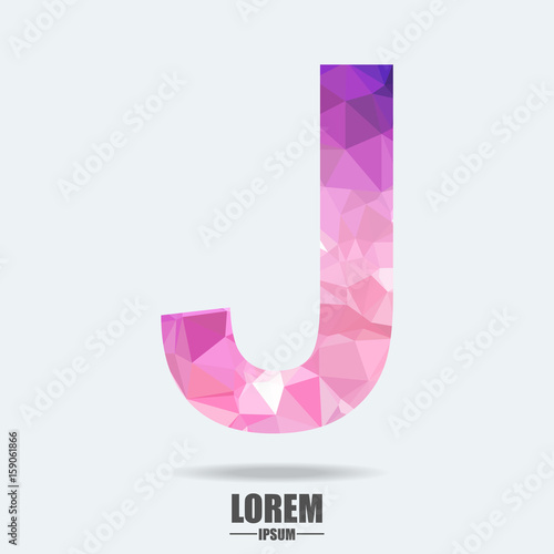 Abstract trend polygon letter J logo design template. Art tech media app creative sign. Colorful vector symbol icon. Bright alphabet font.
