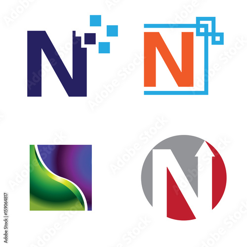 N Letter Initial Technology Symbol Logo Template