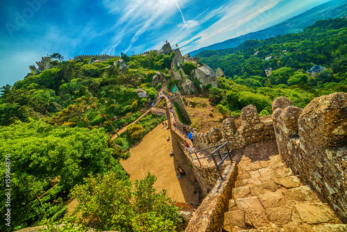 Sintra, Portugal: the Castle of the Moors, Castelo dos Mouros, located next to Lisbon
 photo