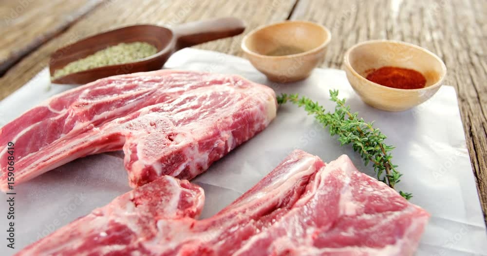 Close-up of sirloin steak and ingredients Close-up of sirloin steak and ingredients