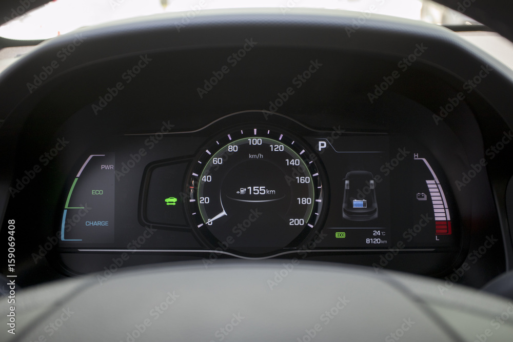 dashboard on the electric car