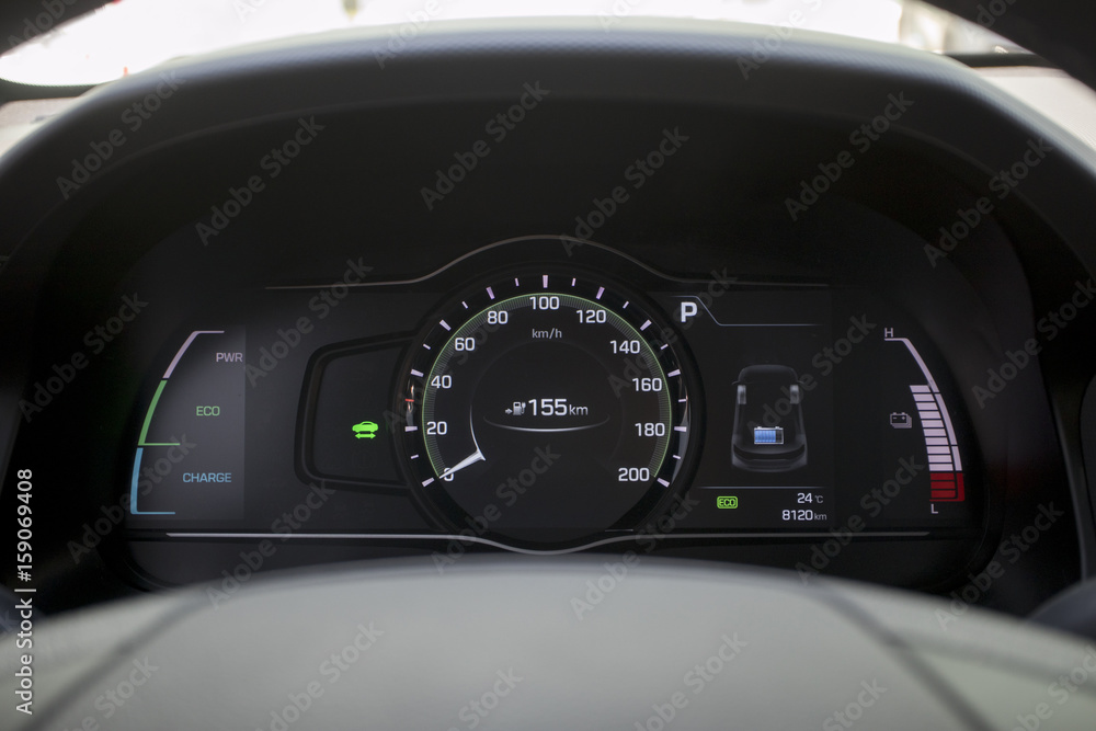dashboard on the electric car dashboard on the electric car