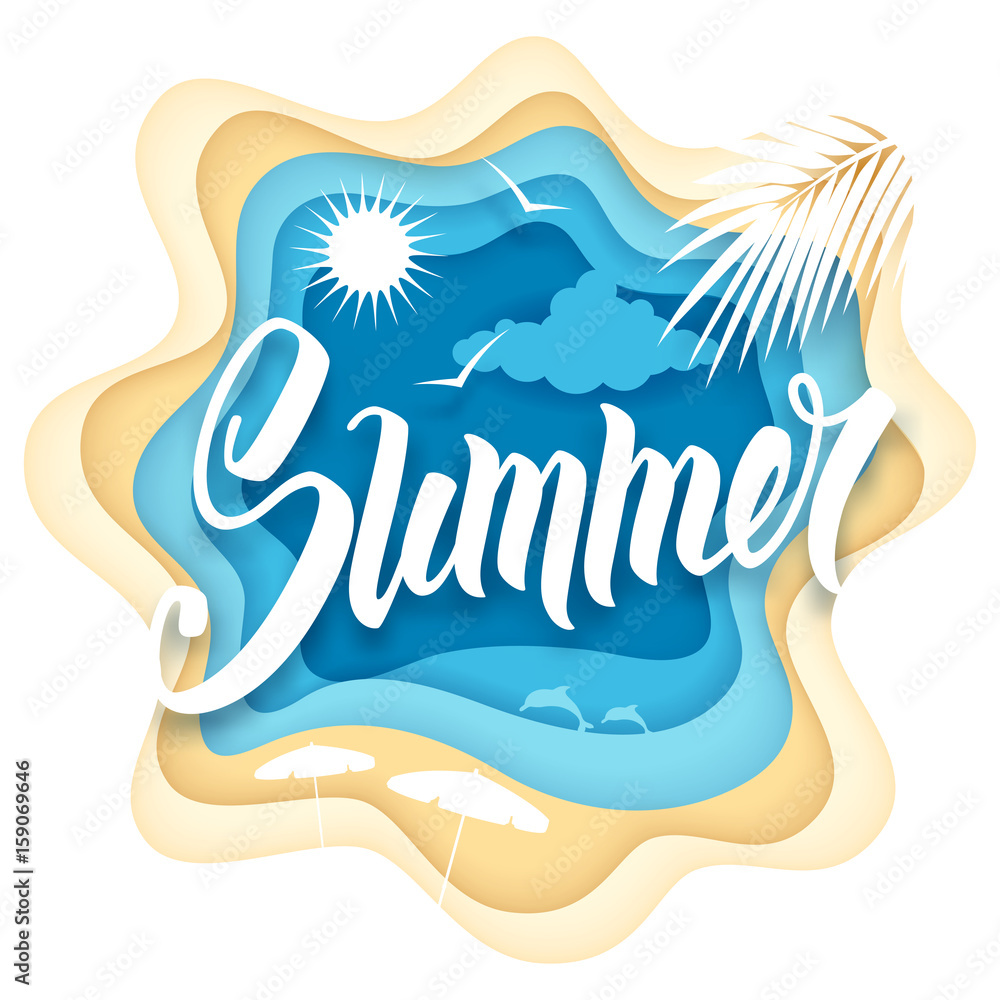 Naklejka premium Summer paper art