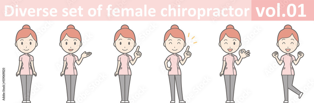 Diverse set of female chiropractor, EPS10 vol.01 Diverse set of female chiropractor, EPS10 vol.01