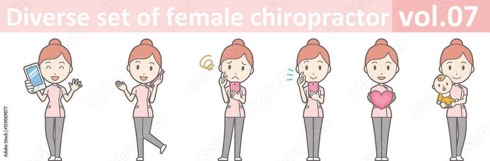 Diverse set of female chiropractor, EPS10 vol.07 Diverse set of female chiropractor, EPS10 vol.07