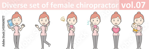 Diverse set of female chiropractor, EPS10 vol.07