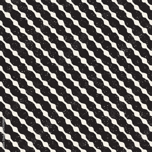 Hand drawn style ethnic seamless pattern. Abstract geometric tiling background in black and white. Vector freehand doodle texture.