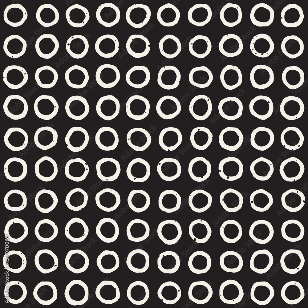 Hand drawn style ethnic seamless pattern. Abstract geometric tiling background in black and white. Vector freehand doodle texture.