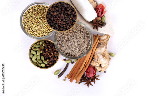 Colorful spices for garam masala indian,ingredients for garam masala , indian spices