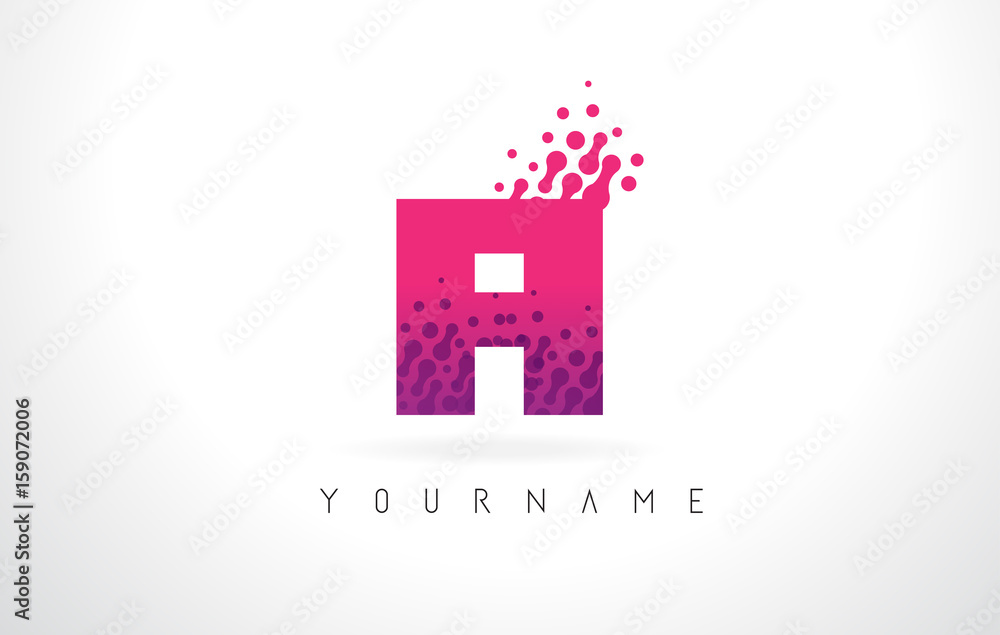 FI F I Letter Logo with Pink Purple Color and Particles Dots Design. FI F I Letter Logo with Pink Purple Color and Particles Dots Design.