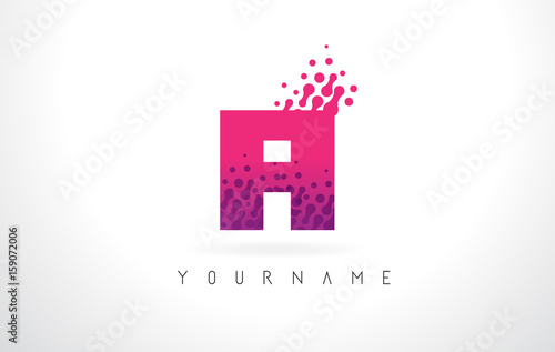FI F I Letter Logo with Pink Purple Color and Particles Dots Design.