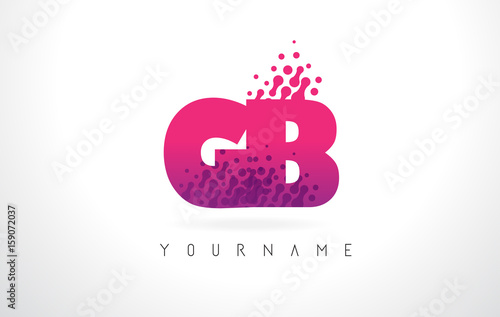 GB G B Letter Logo with Pink Purple Color and Particles Dots Design.