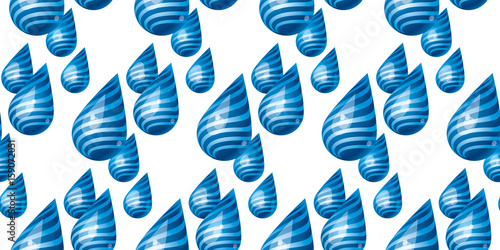 summer raindrop concept seamless pattern. vector illustration for surface design. geometric 3d illusion water drop shape repeatable motif in joy playful style