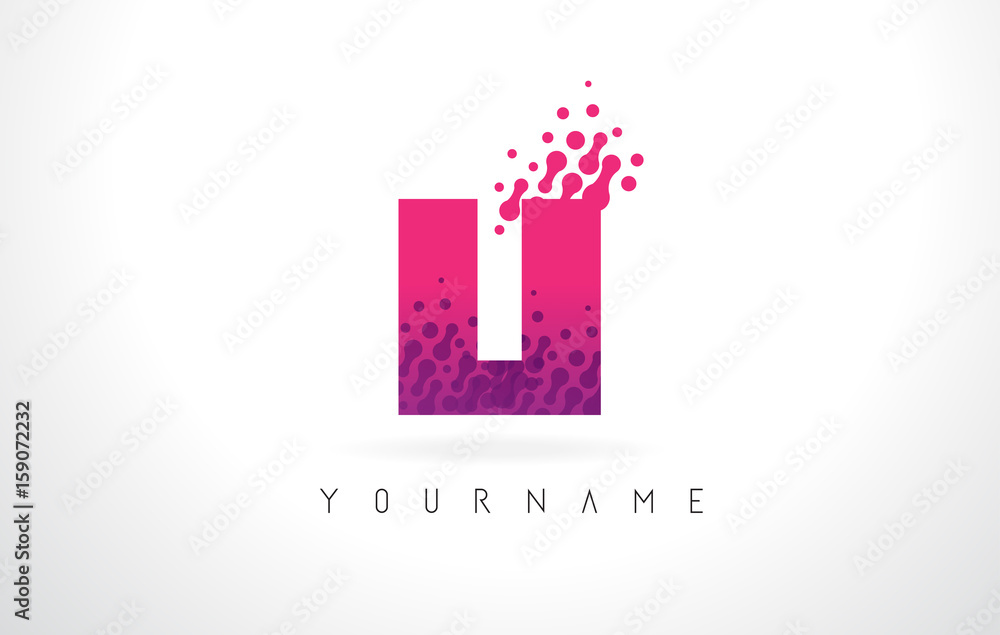 LI L I Letter Logo with Pink Purple Color and Particles Dots Design.