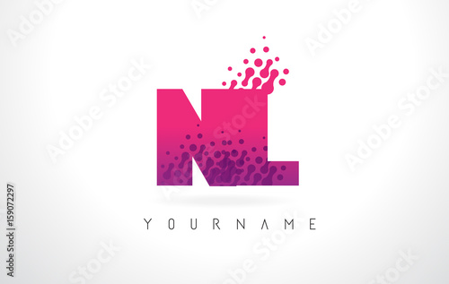 Wallpaper Mural NL N L Letter Logo with Pink Purple Color and Particles Dots Design. Torontodigital.ca
