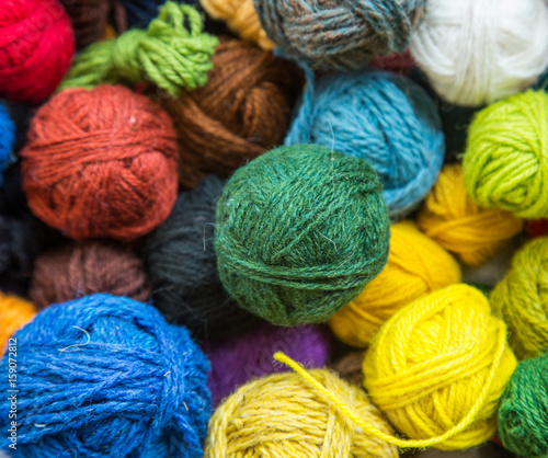 A beautiful lot of colorful yarn balls