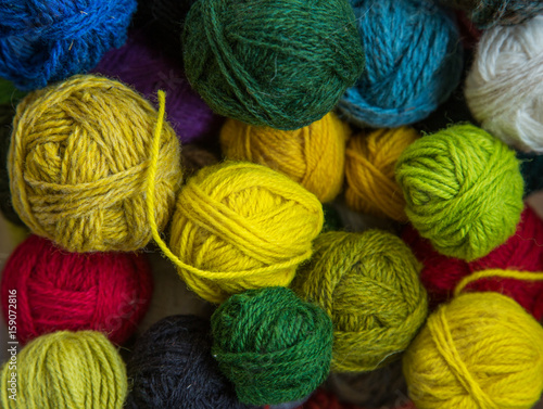 A beautiful lot of colorful yarn balls