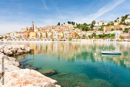 colorful Menton town on Cote d Azur in south France