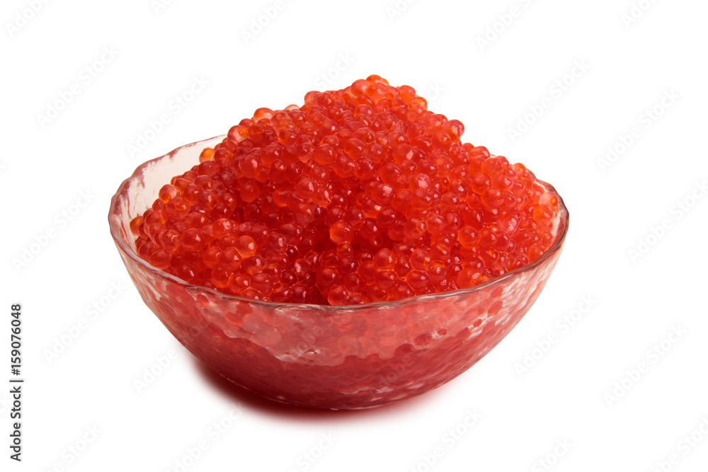 Fish caviar in a plate on a white background Fish caviar in a plate on a white background