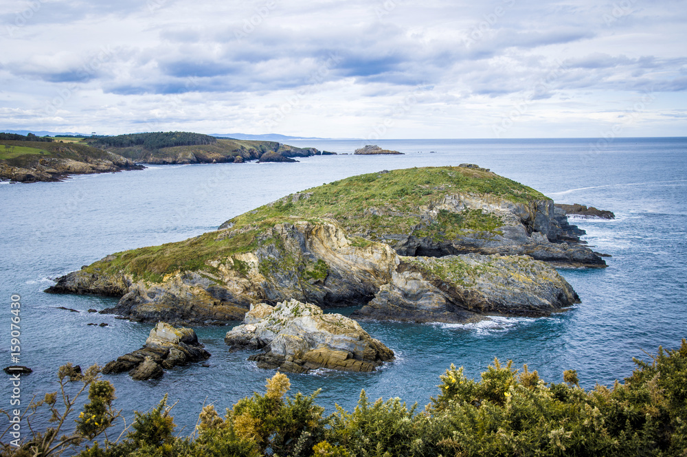 Idyllic beach Asturias on a day in spring in Spain Idyllic beach Asturias on a day in spring in Spain
