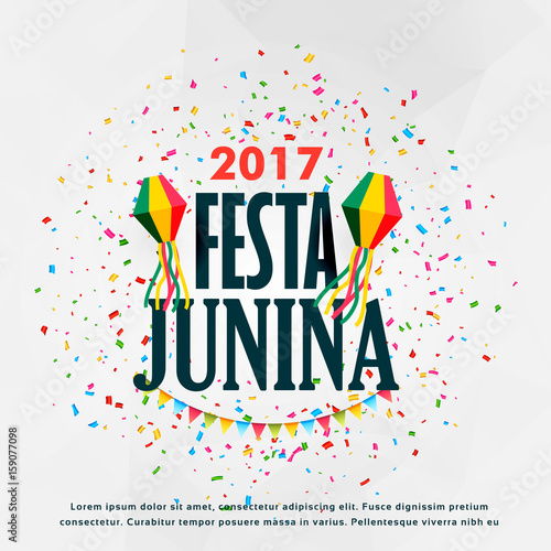 festa junina celebration poster design with confetti