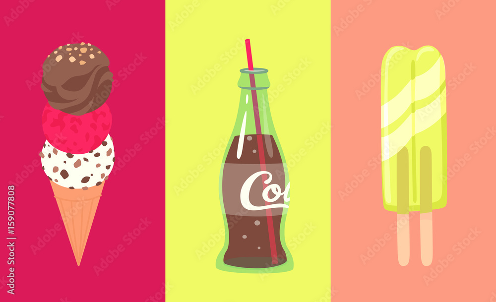 Summer party. Ice-cream and cola. Summer party. Ice-cream and cola.