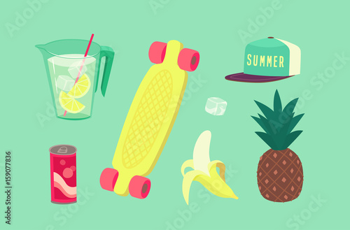 Summer party isolated objects. Vector illustration