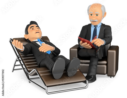 3D Businessman consulting the psychologist photo