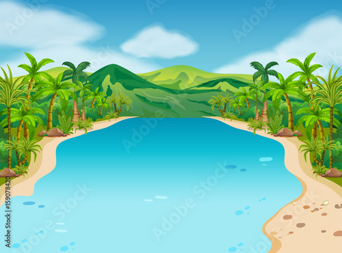 Scene with river and hills