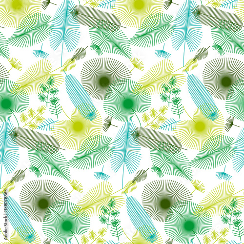 concept tropical leaves seamless pattern for print and web projects. vector illustration in modern geometric line style